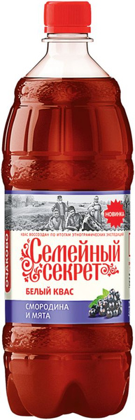 Квас СЕМЕЙНЫЙ СЕКРЕТ Белый Смородина, мята нефильтрованный ...