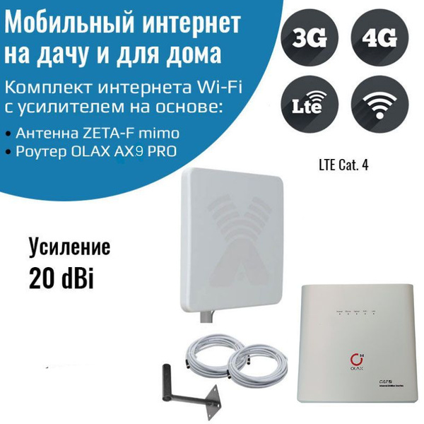 Комплект интернета WiFi для дачи и дома 3G/4G/LTE Роутер OLAX AX9 PRO с ...