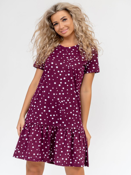 Платье Женский «Ton v Ton» бордовый, белый Домашний, Повседневный ...