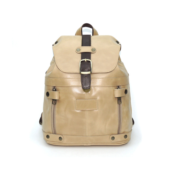 Рюкзак женский маленький кожаный Kalinovskaya Р13м, бежевая натуральная ...