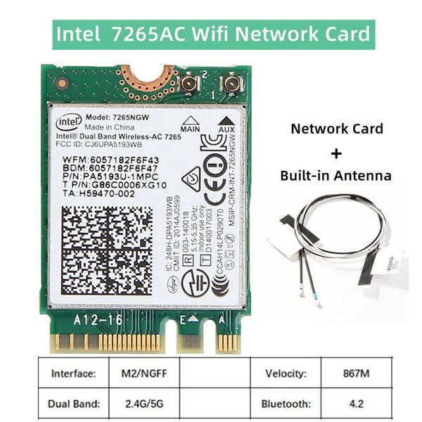 Intel Сетевая карта 7265+Встроенная антенна 20 см - купить с доставкой ...