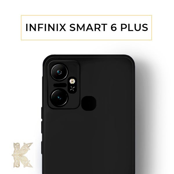 Силиконовый софт-тач чехол для Infinix Smart 6 Plus (6,82) Чёрный ...