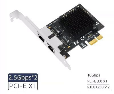 Сетевая карта Realtek RTL8125BG, 2.5Gb, Dual port 2x RJ-45 купить на ...