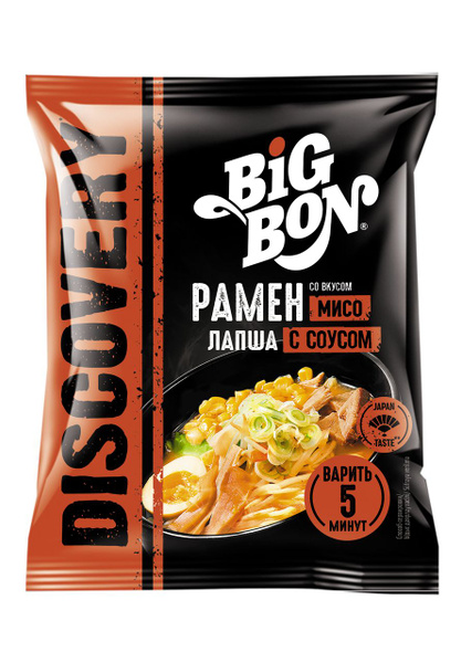 Лапша Big Bon быстрого приготовления рамен мисо с соусом, 120 г ...