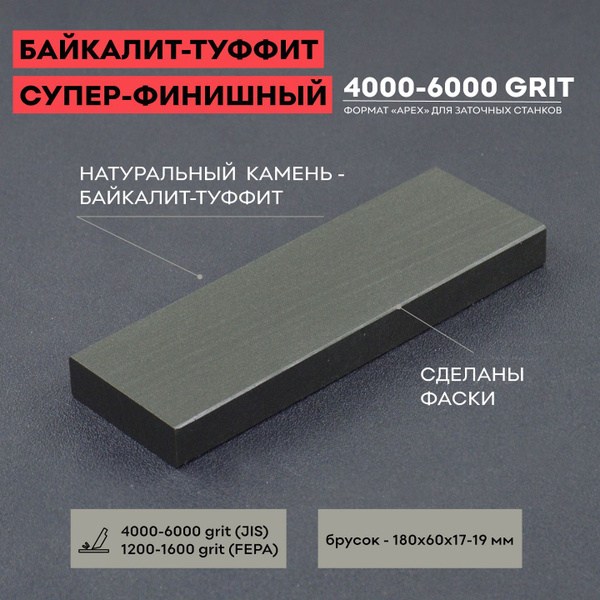 Натуральный точильный камень Байкалит-Туффит / 6000 грит / для ручной ...