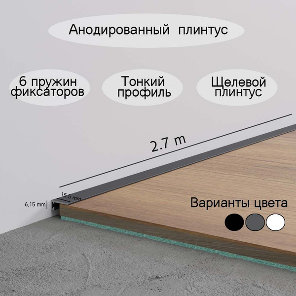 Плинтус щелевой AlPro13 Алюминийx16 мм, черный - купить по выгодной ...