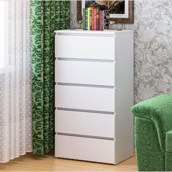 Комод Пирамида высокий узкий с ящиками К-29, 60x42x115 см, 5 ящ ...