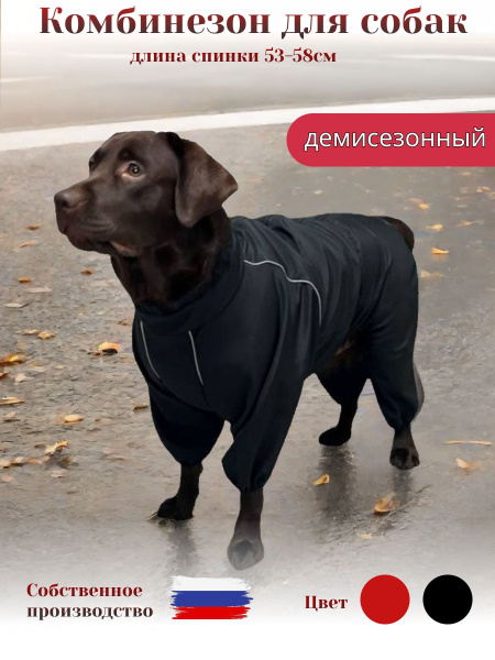 Комбинезон для собак средних и крупных пород. 55 р-р, черный - купить с ...