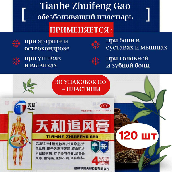 Пластырь обезболивающий противовоспалительный противоотечный Tianhe ...