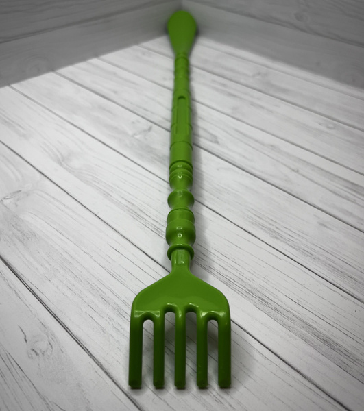 Чесалка 2в1 для спины 45см, ложка для обуви зеленая , массажер ручной ...