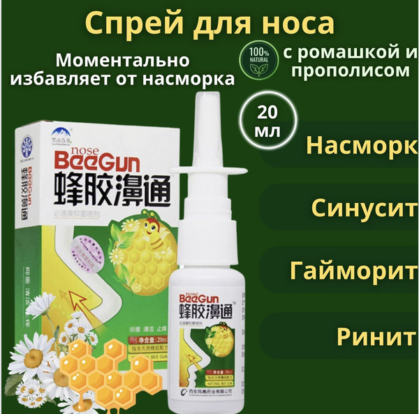 Спрей для носа с прополисом от насморка, заложенности носа, спрей ...