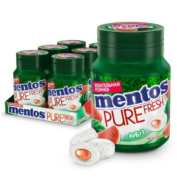 Жевательная резинка Mentos Pure Fresh Арбуз (Ментос Пюр Фреш), 6 шт. по ...