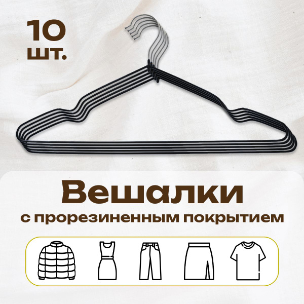 Характеристики Вешалки для одежды набор 10 шт, плечики металлические ...