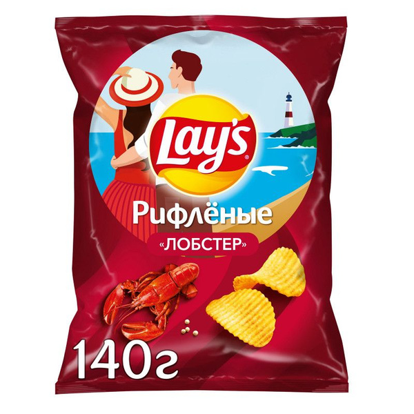 Чипсы картофельные Lay's рифлёные во вкусом лобстера, 140г - купить с ...