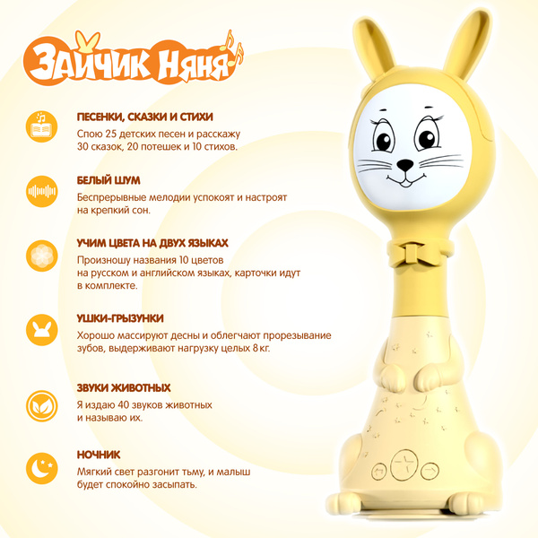Интерактивна игрушка для малышей, Зайчик Няня, музыкальная, BertToys ...