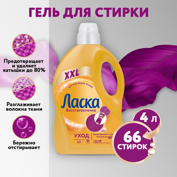 Гель для стирки Ласка Восстановление Шерсть и Шёлк для деликатных ...