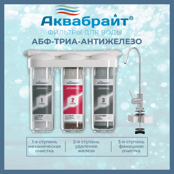 Фильтр встраиваемый под мойку, Аквабрайт АБФ-ТРИА-АНТИЖЕЛЕЗО - купить в ...