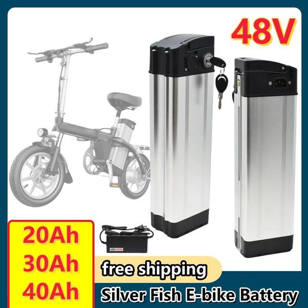 Литиевый аккумулятор 48V Серебряный Рыба Электрический велосипед 1500W ...
