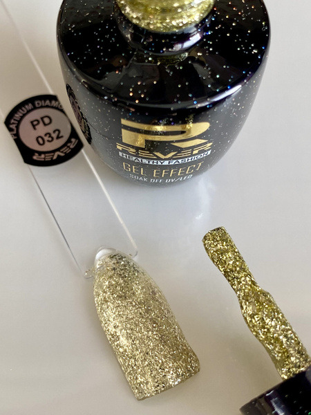 REVER/Гель лак светоотражающий/ЗОЛОТОЙ PLATINUM DIAMOND PD032/8 мл ...