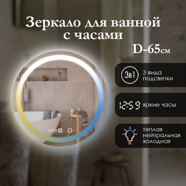 Характеристики Сфера Отражения Зеркало для ванной "круглое 3в1 с ...