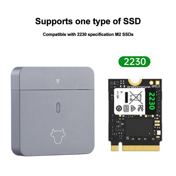 Корпус M.2 NVMe 2230 SSD Адаптер USB C 10 Гбит/с USB3.2 Gen2 Мобильный ...