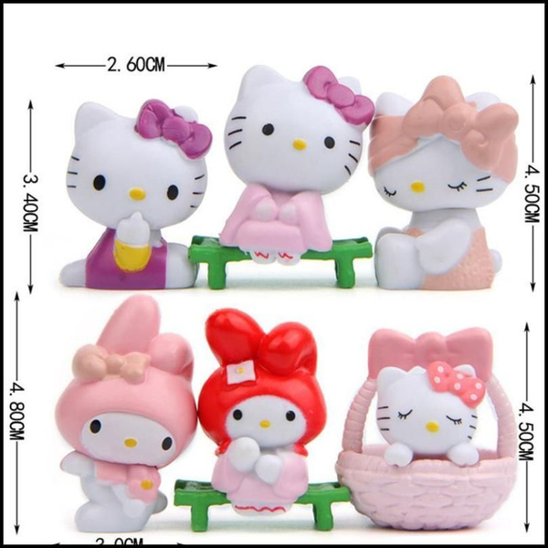Hello Kitty Sanrio Мультфильм Аниме Фигурки Санрио Детские игрушки 6шт ...