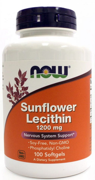 NOW Lecithin Sunflower, Лецитин Подсолнечника 1200 мг - 100 желатиновых ...