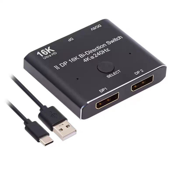 Конвертер DisplayPort 2.0 двунаправленный 2x1 коммутатор-сплиттер с ...