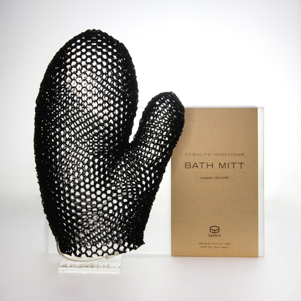SUPRACOR Мочалка-рукавичка для тела, усиленной жёсткости, ЧЁРНАЯ ...