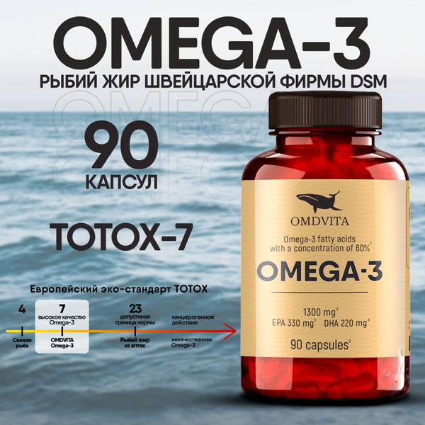 Омега 3 в капсулах по 1300 мг, 90 капсул, бад премиум рыбий жир ...