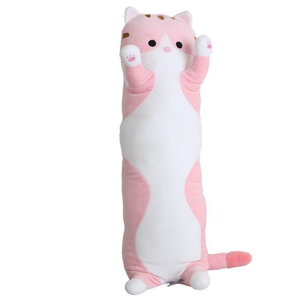 ГИГАНТ 130 см! Мягкая игрушка кошка розовая Long Cat длинный кот батон ...