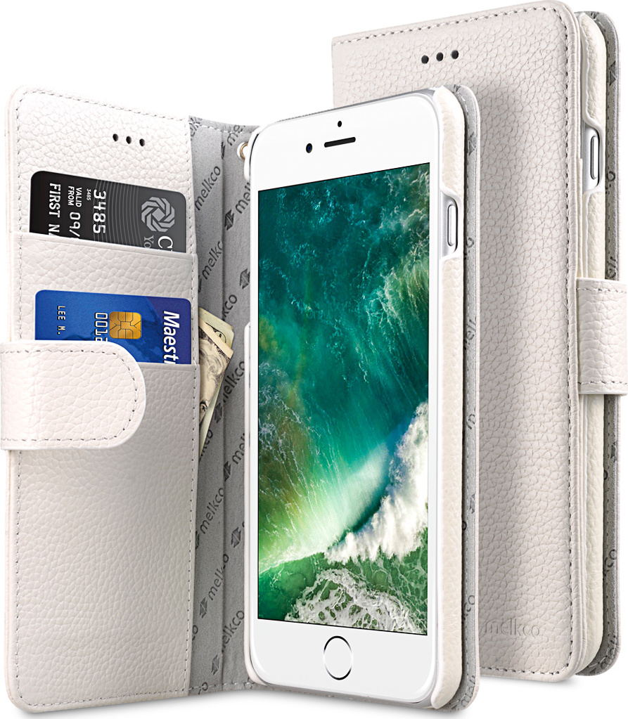 фото Кожаный чехол книжка Melkco для Apple iPhone 7 Plus/8 Plus - Wallet Book Type, белый