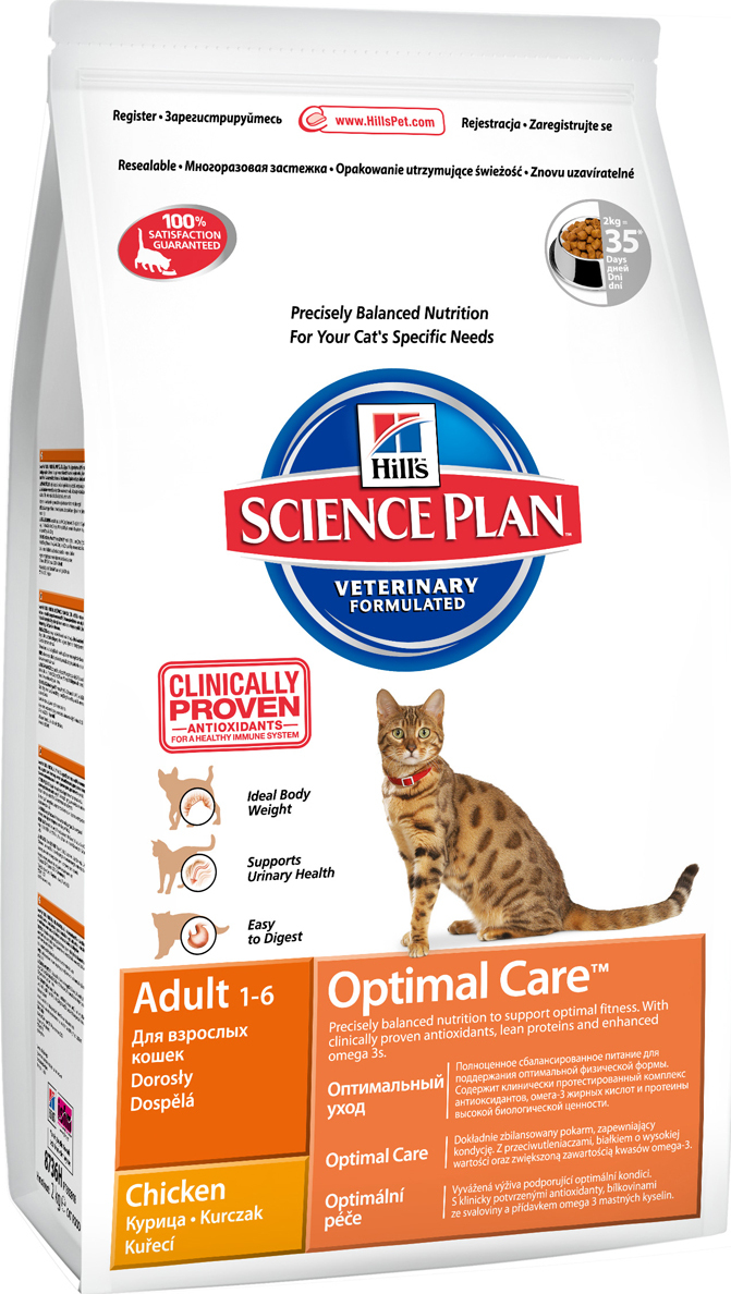 фото Корм сухой Hill's Science Plan Optimal Care для кошек от 1 до 6 лет, с курицей, 2 кг