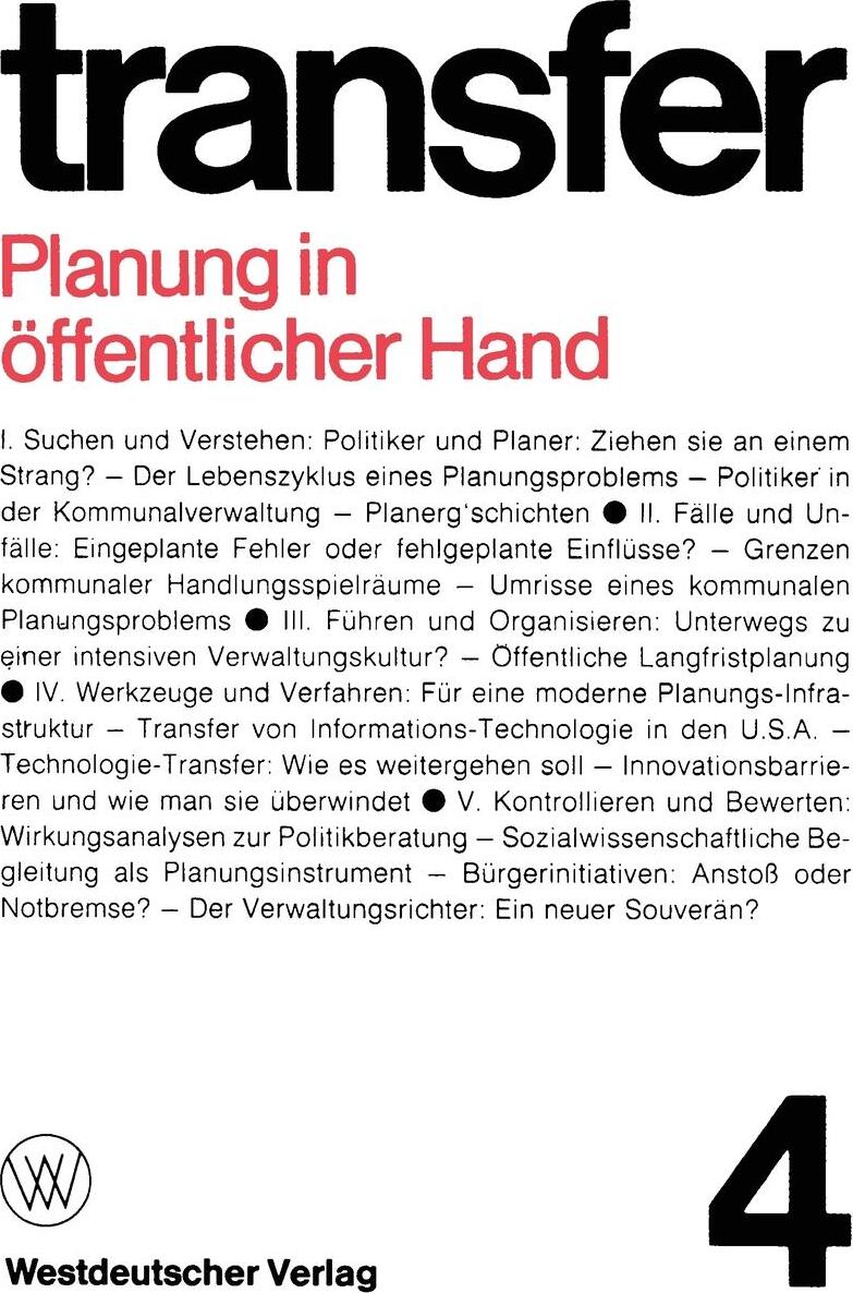 Planung in offentlicher Hand. Planung in offentlicher Hand.