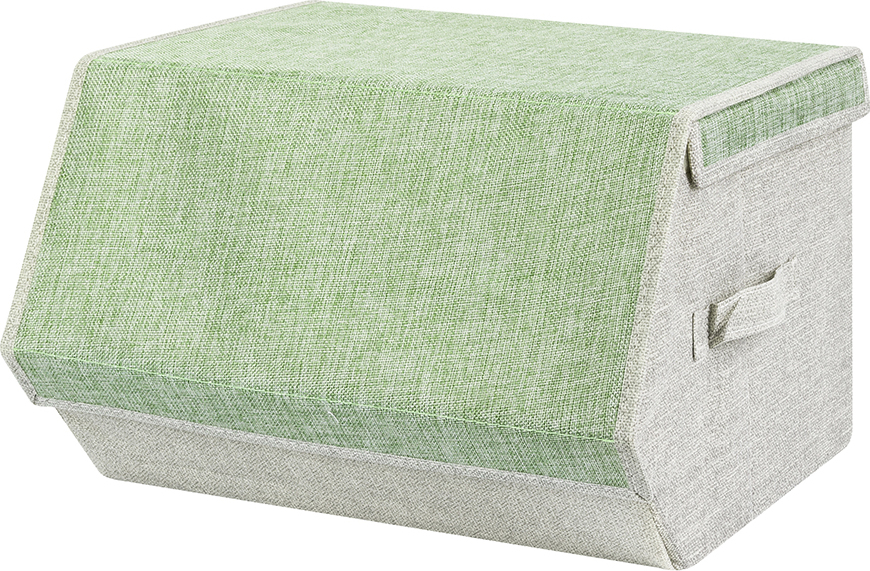 фото Кофр - комод складной для хранения 38х35х25 см EL Casa "Бежево - зеленый" с двумя ручками с крышкой на магните
