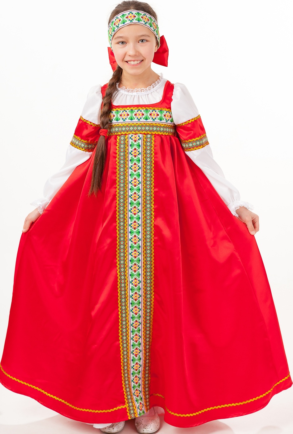 фото Карнавальный костюм Марьюшка сарафан, повязка на голову размер 134-68 Пуговка