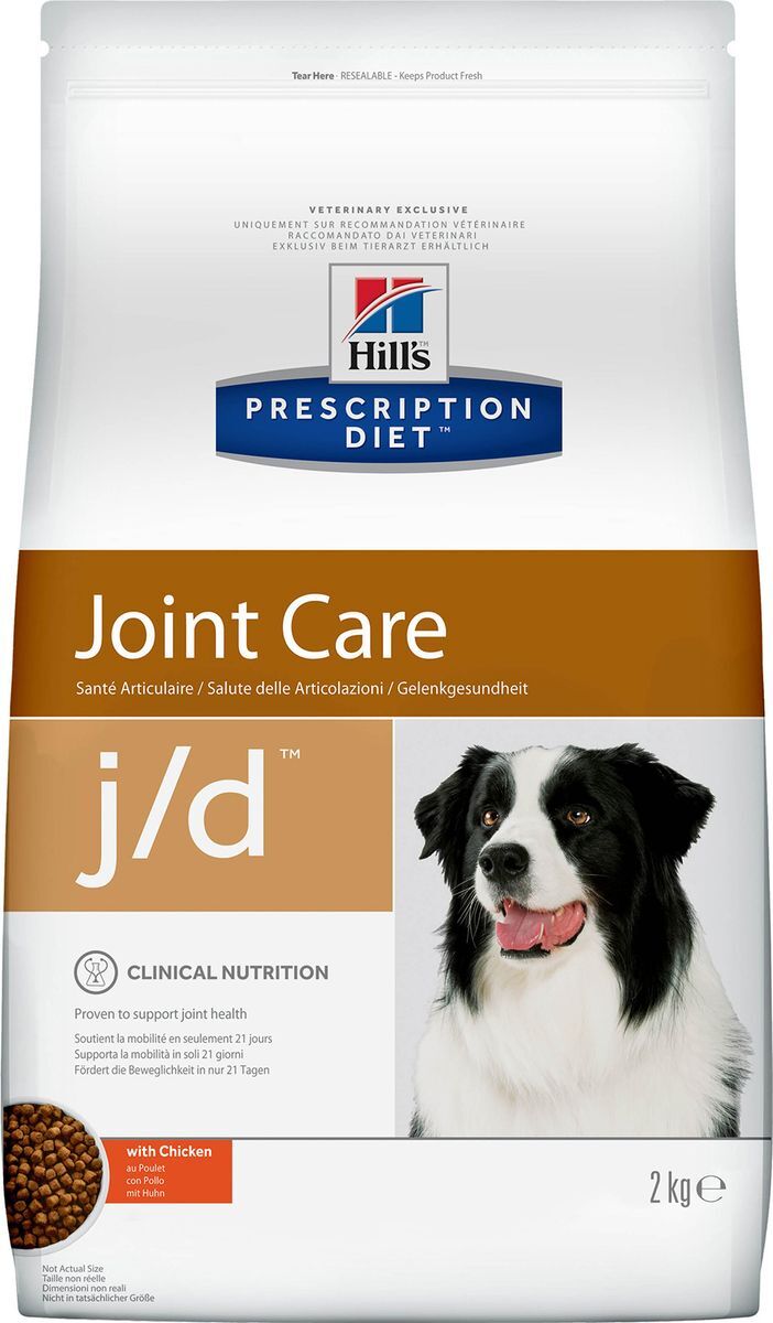 Сухой диетический корм для собак Hill's Prescription Diet j/d Joint Care способствет поддержанию здоровья и подвижности суставов, с курицей, 2 кг - изображение