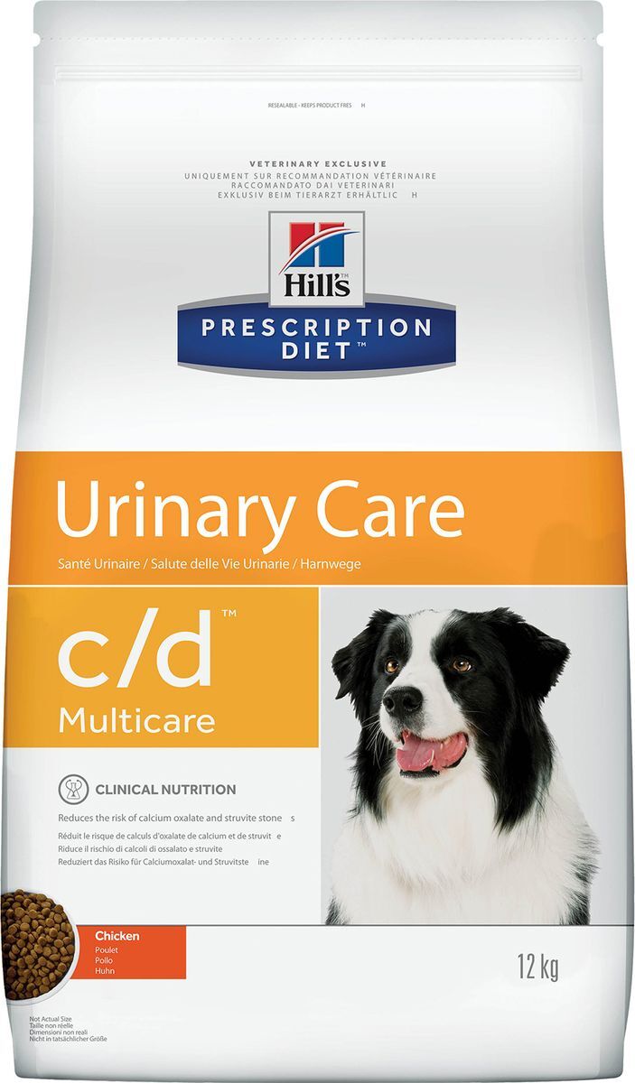 фото Корм сухой диетический Hill's Prescription Diet c/d Urinary Care для собак при лечении и профилактике мочекаменной болезни, с курицей, 12 кг