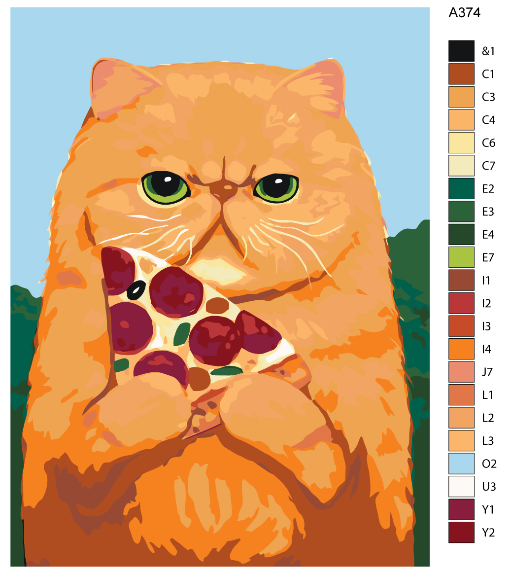 Картина по номерам жирный кот