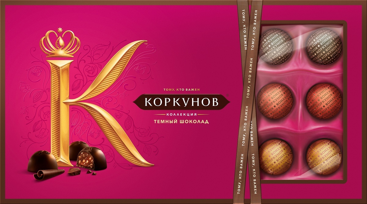 Характеристики Конфеты Коркунов, темный шоколад, 192 г, подробное ...
