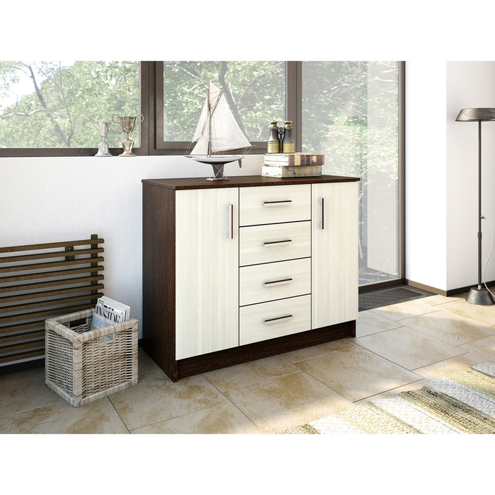 Комод для одежды, для вещей Эра (К1000-2Д), 1000х430х830, Венге/Лоредо