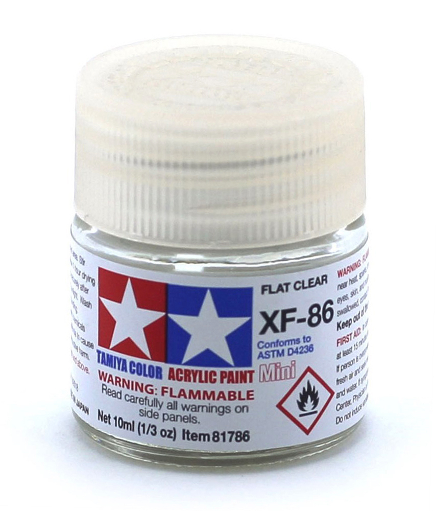Tamiya XF86 Flat Clear, Акриловый Матовый лак, 10мл — купить в