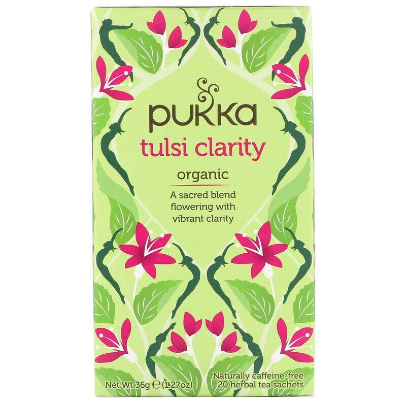 Pukka Herbs, Органический чай тулси, без кофеина, 20 чайных пакетиков ...