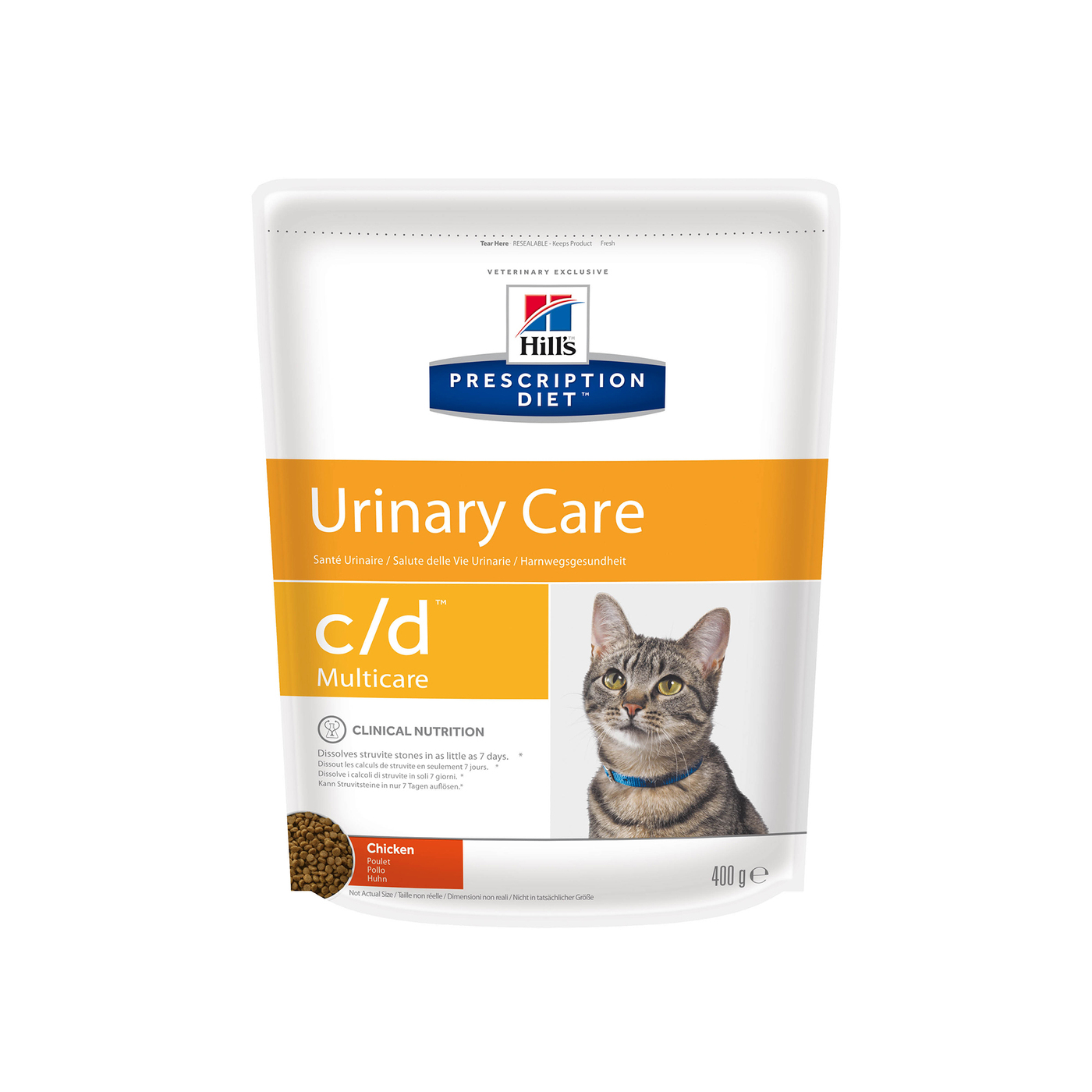 Сухой диетический корм для кошек Hill's Prescription Diet c/d Multicare Urinary Care при профилактике мочекаменной болезни (мкб), с курицей 400 г - изображение