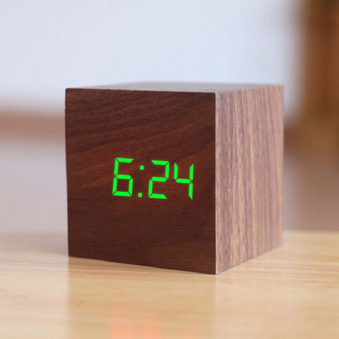 Настольные часы led Wooden Clock электронные