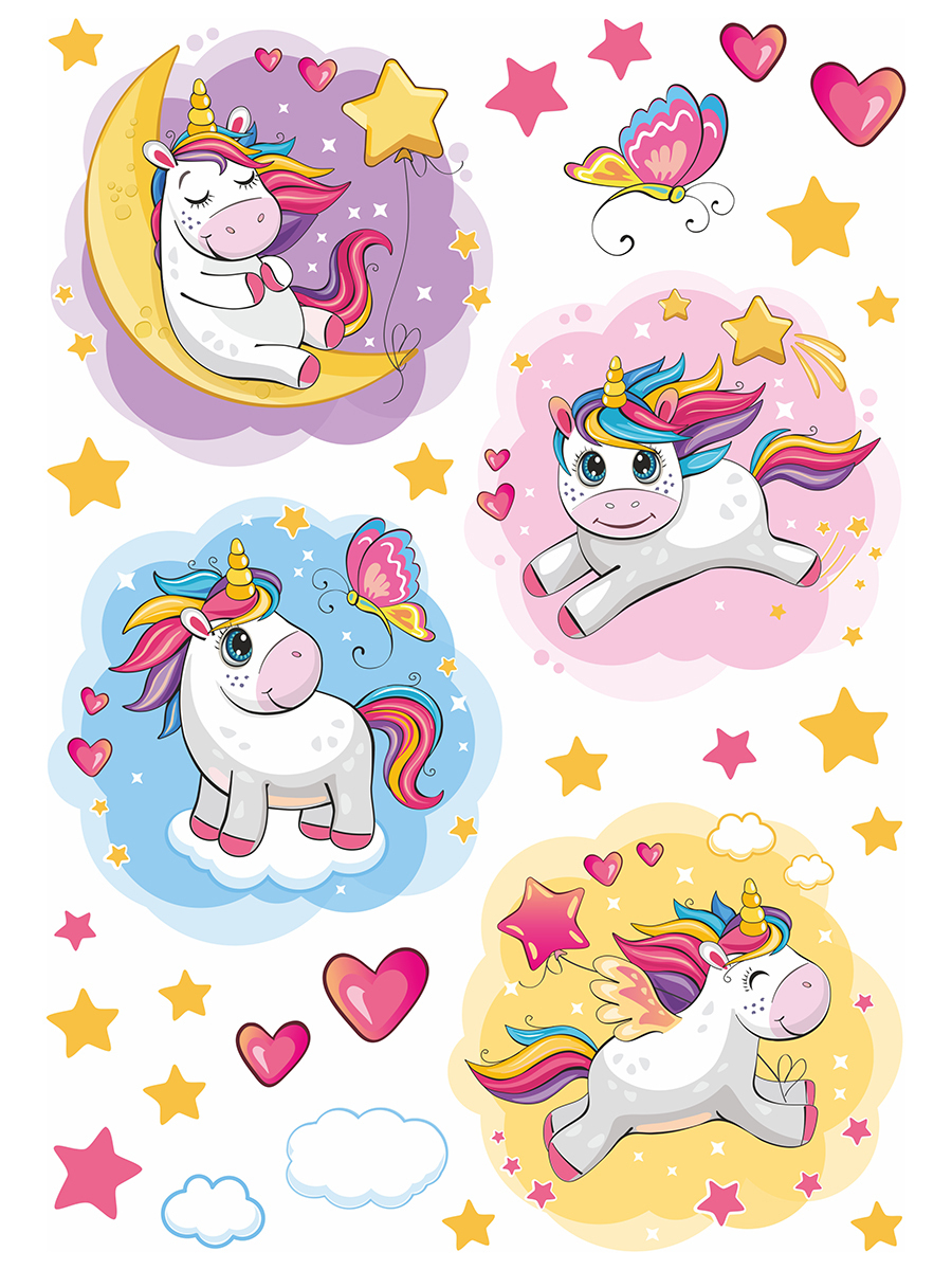 Наклейка для интерьера Woozzee Радужная единорожка — купить в интернет ...