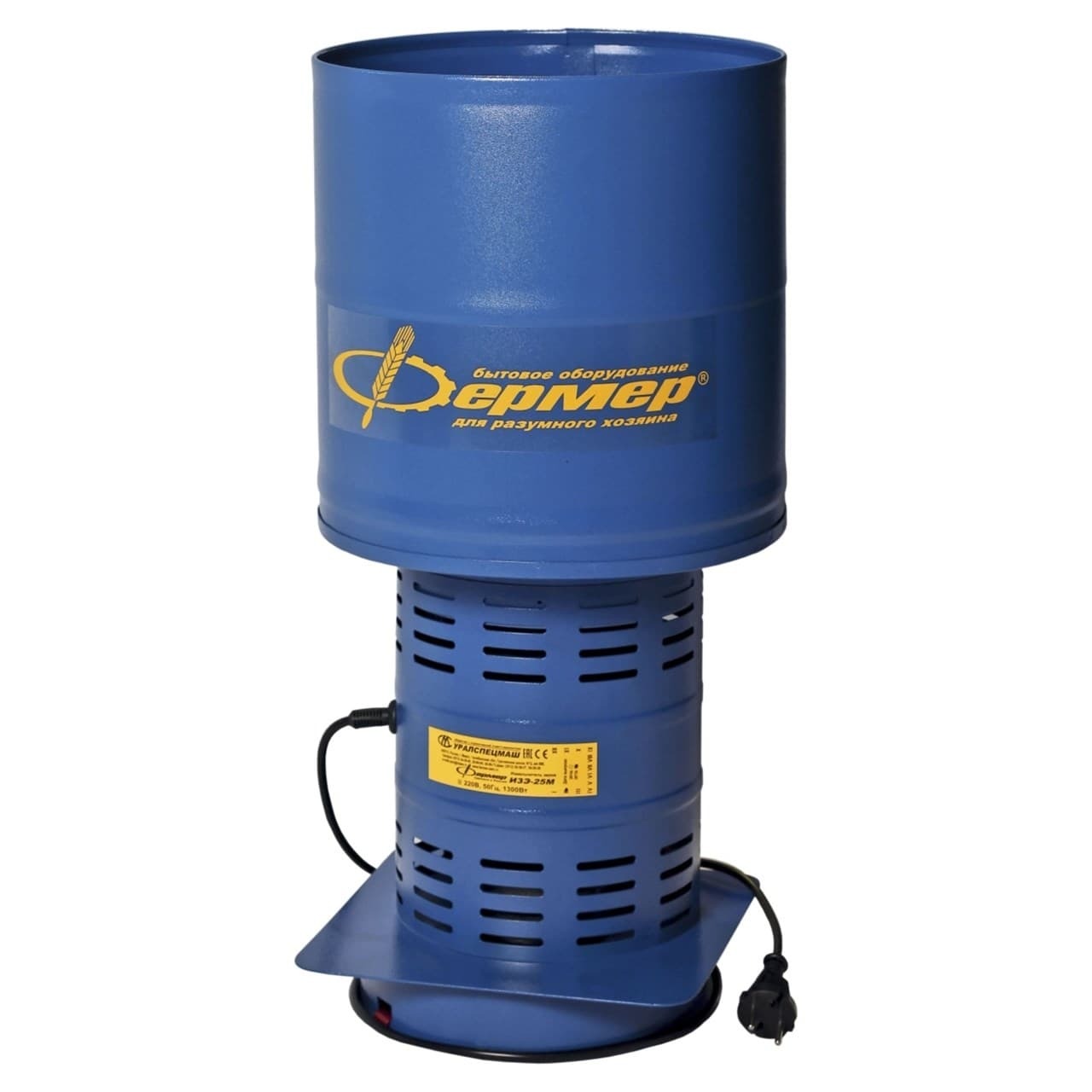 Зернодробилка ФЕРМЕР ИЗЭ-25 1200 Вт, 350 кг/ч, круглая, бункер 25 л ...