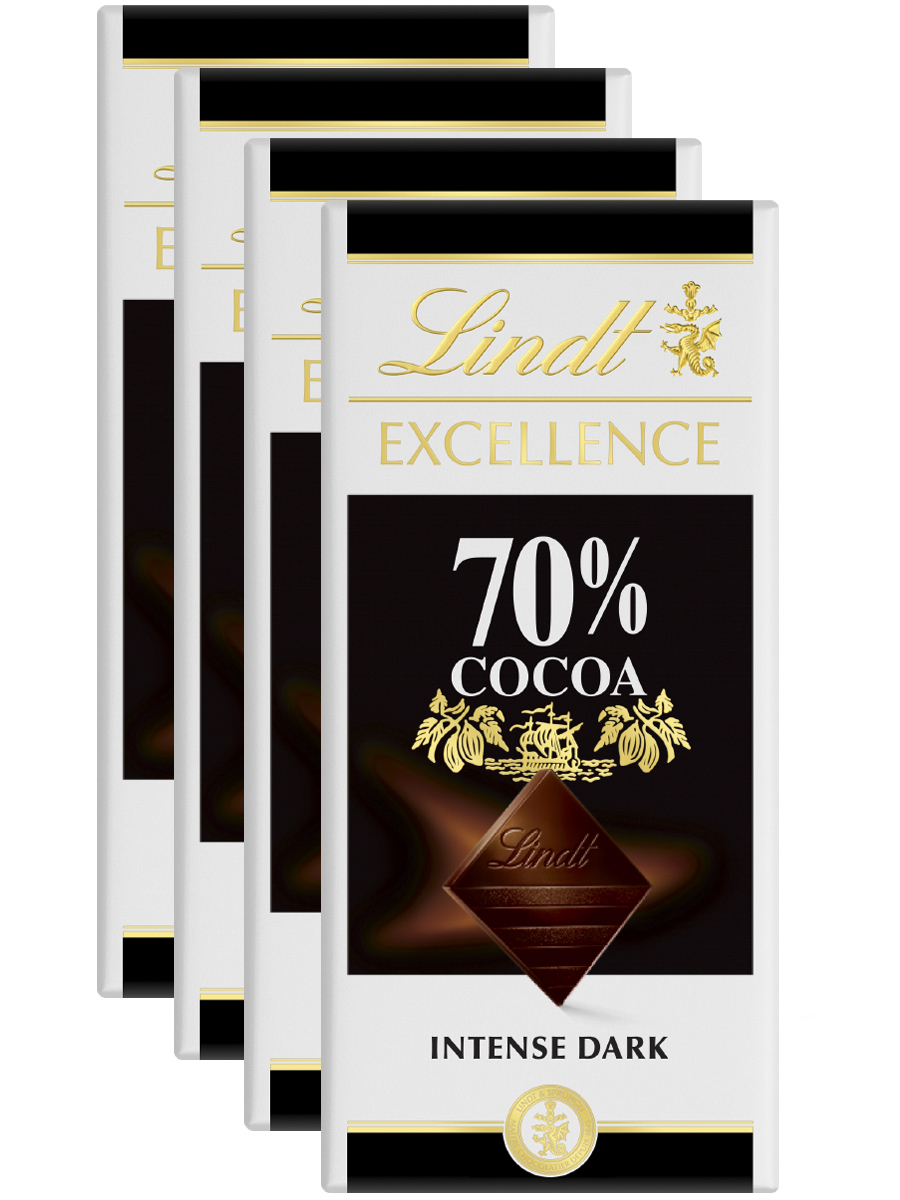 Lindt Excellence Шоколад горький 70% 100 г х 4 шт — купить в интернет ...