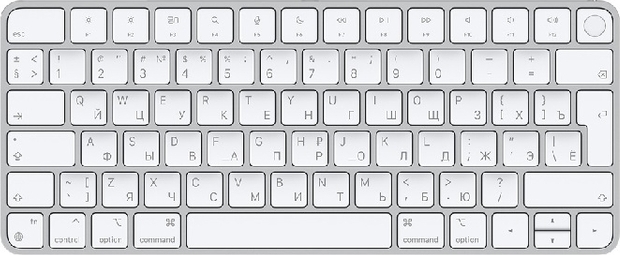 AppleКлавиатурабеспроводнаяMagicKeyboardсTouchID,Русскаяраскладка,серебристый,белый