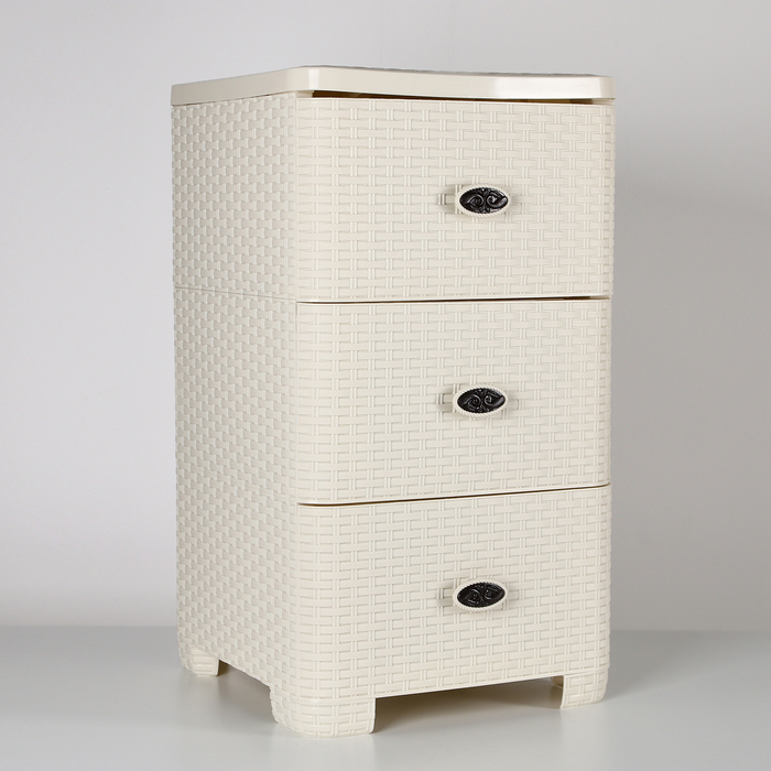 Комод 3-х секционный Плетёнка , цвет слоновая кость